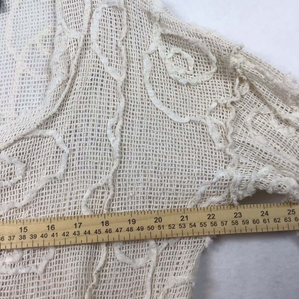 Frazzle Beige Textured Open-Knit Button-Front Cardigan XXL Boho Coverup - Picture 6 of 8